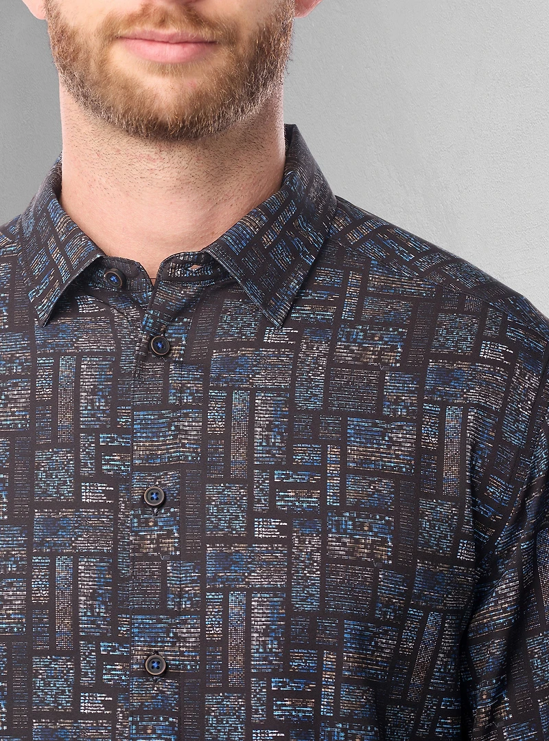 Chemise décontractée à manches longues en stretch pour hommes