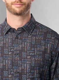 Chemise décontractée à manches longues en stretch pour hommes