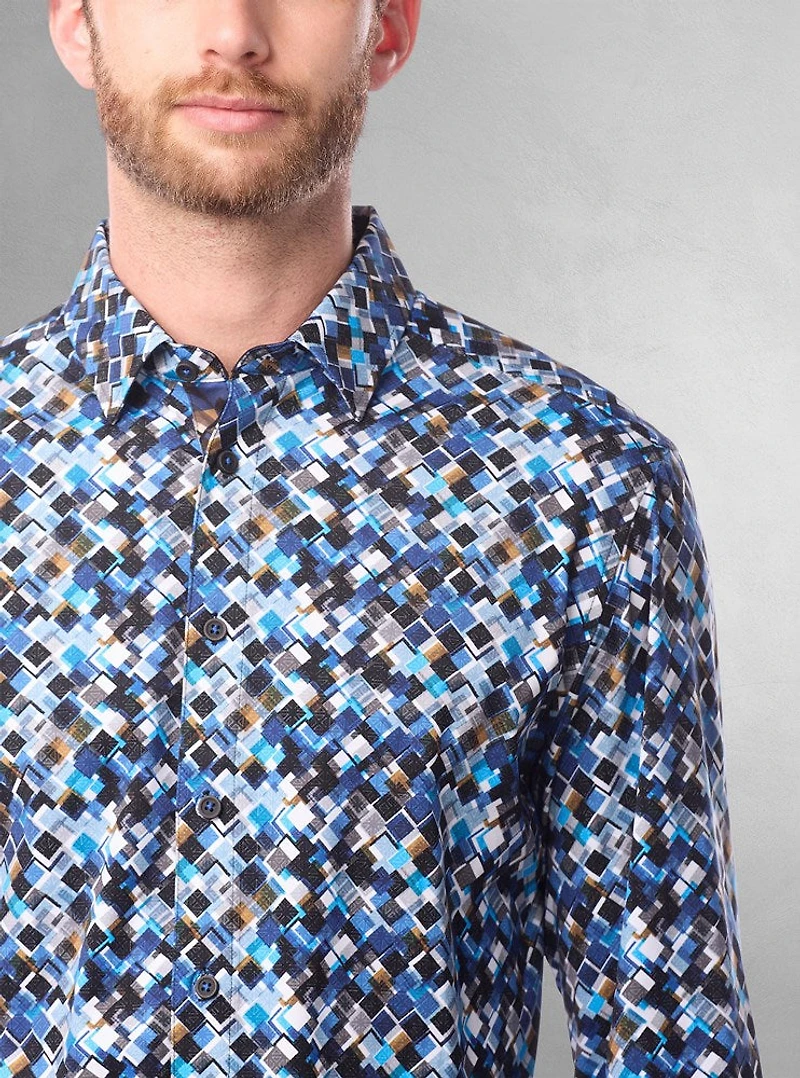 Men's casual long sleeve stretch shirt