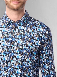 Chemise décontractée à manches longues en stretch pour hommes