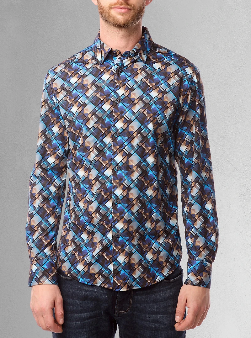 Chemise décontractée à manches longues en stretch pour hommes