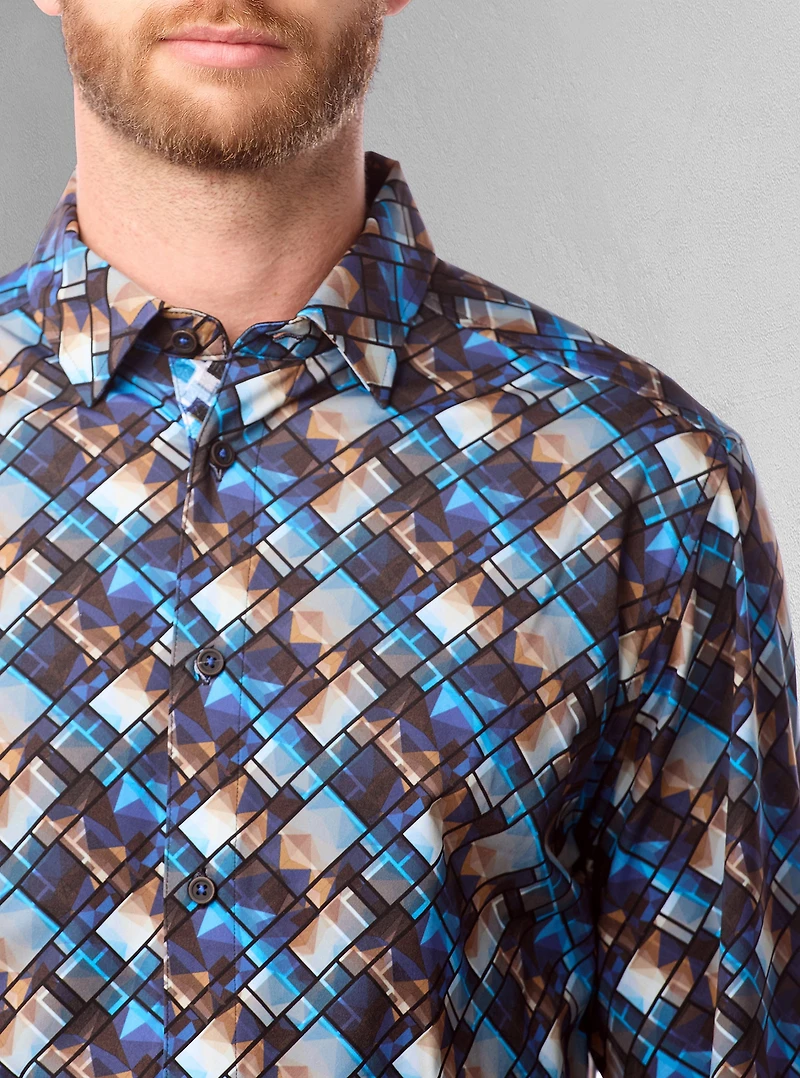 Men's casual long sleeve stretch shirt