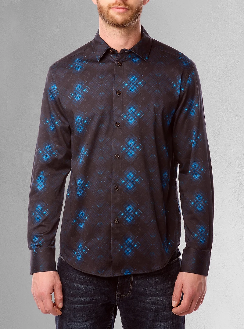 Chemise décontractée à manches longues en stretch pour hommes