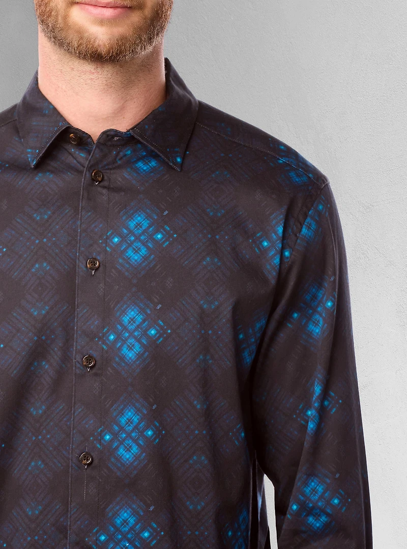 Chemise décontractée à manches longues en stretch pour hommes