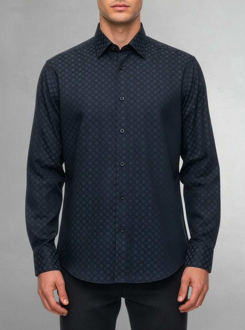 Chemise décontractée à manches longues en stretch pour hommes