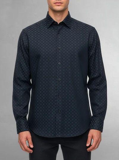 Chemise décontractée à manches longues en stretch pour hommes