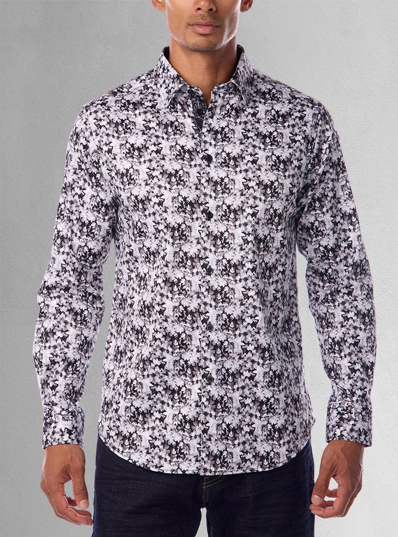 Chemise décontractée à manches longues en stretch pour hommes