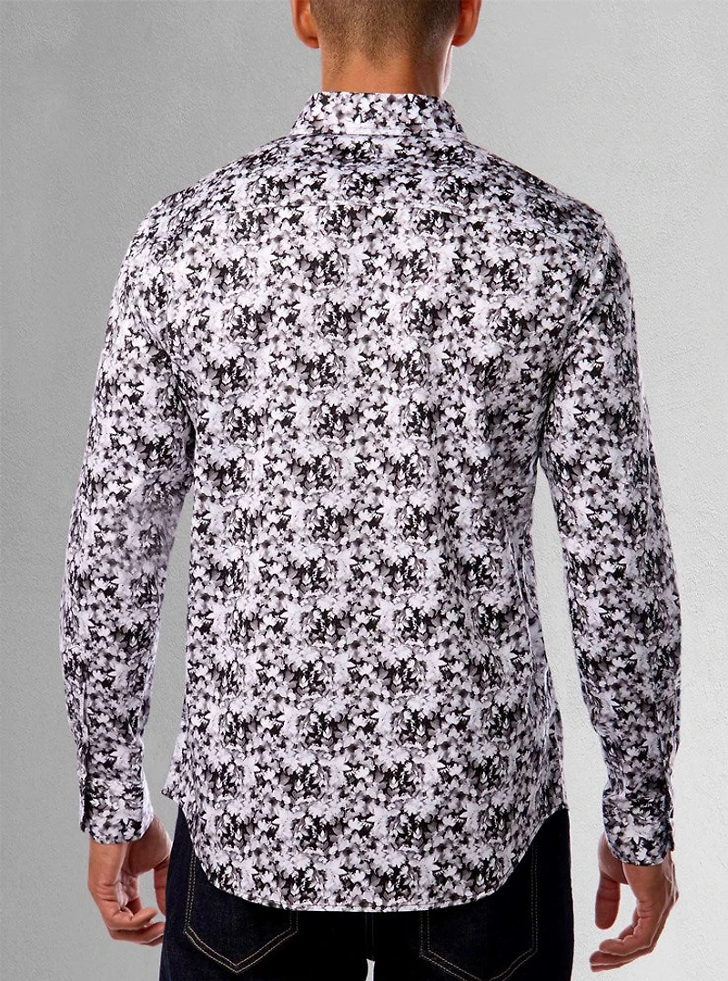Chemise décontractée à manches longues en stretch pour hommes