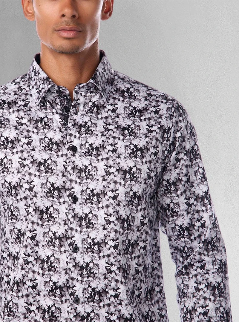 Chemise décontractée à manches longues en stretch pour hommes