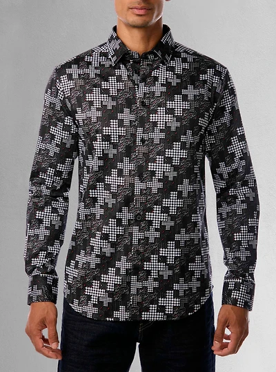 Chemise décontractée à manches longues en stretch pour hommes