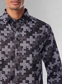 Chemise décontractée à manches longues en stretch pour hommes