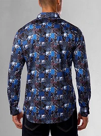 Chemise décontractée à manches longues en stretch pour hommes