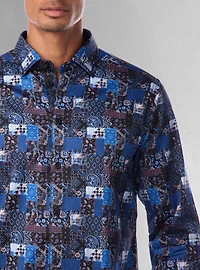 Chemise décontractée à manches longues en stretch pour hommes