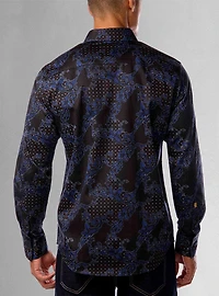 Chemise décontractée à manches longues en stretch pour hommes