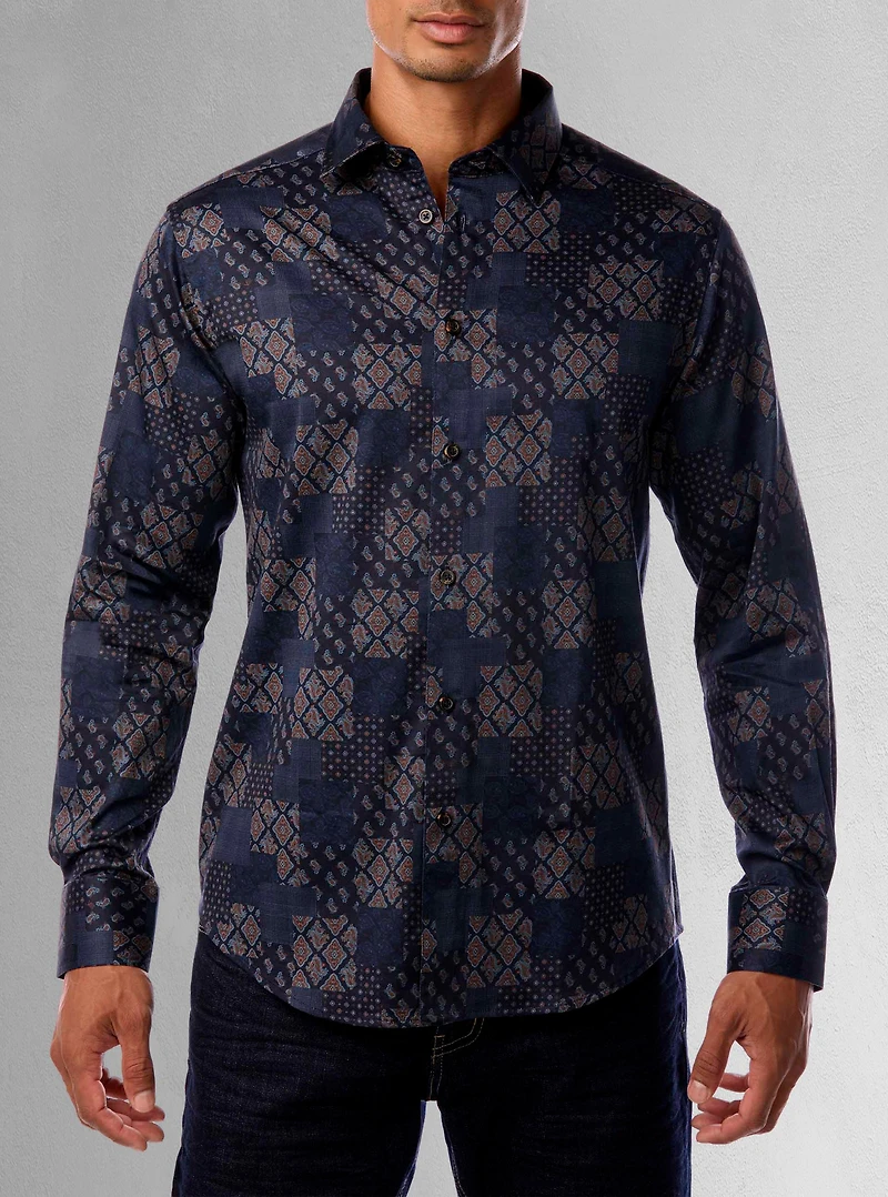 Chemise décontractée à manches longues en stretch pour hommes