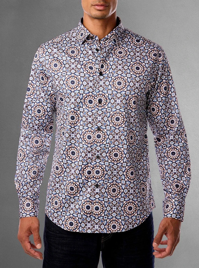 Chemise décontractée à manches longues en stretch pour hommes