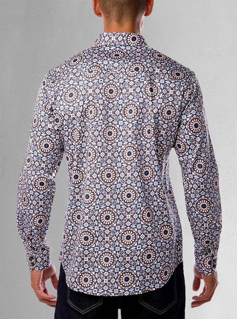 Chemise décontractée à manches longues en stretch pour hommes