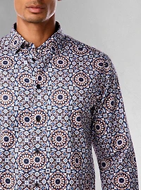 Chemise décontractée à manches longues en stretch pour hommes