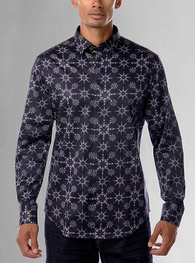 Chemise décontractée à manches longues en stretch pour hommes