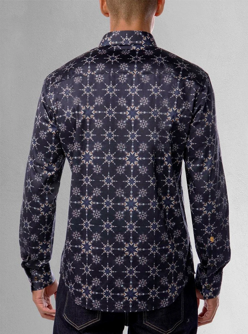 Chemise décontractée à manches longues en stretch pour hommes