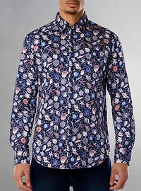 Chemise décontractée à manches longues en stretch pour hommes