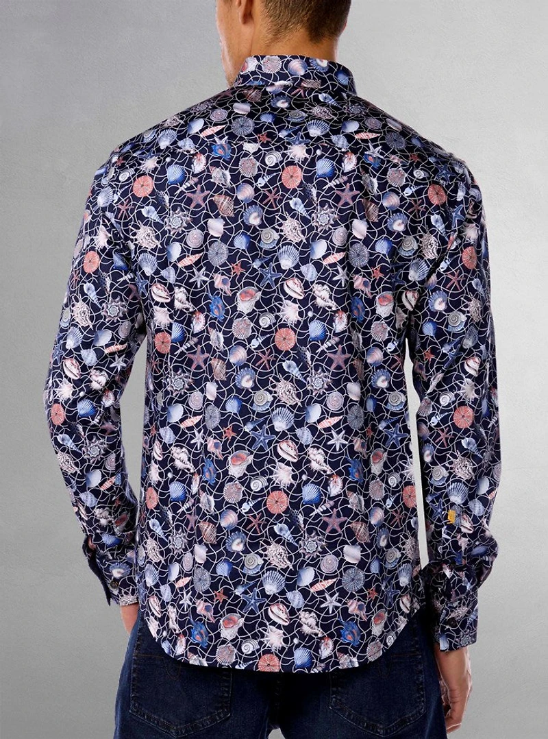 Chemise décontractée à manches longues en stretch pour hommes