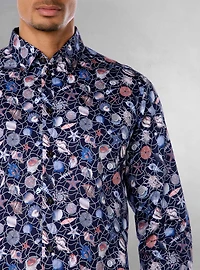 Chemise décontractée à manches longues en stretch pour hommes