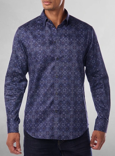 Chemise décontractée à manches longues en stretch pour hommes