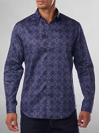 Chemise décontractée à manches longues en stretch pour hommes
