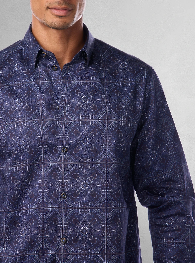 Chemise décontractée à manches longues en stretch pour hommes