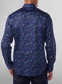 Chemise décontractée à manches longues en stretch pour hommes