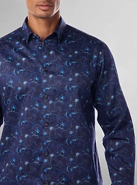 Chemise décontractée à manches longues en stretch pour hommes