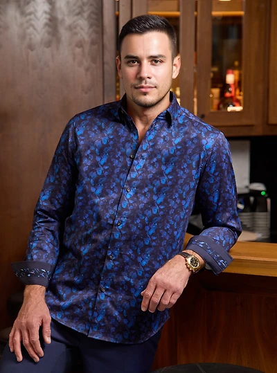 Chemise stretch décontractée à manches longues pour homme