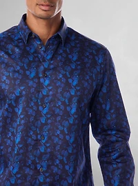Chemise décontractée à manches longues en stretch pour hommes