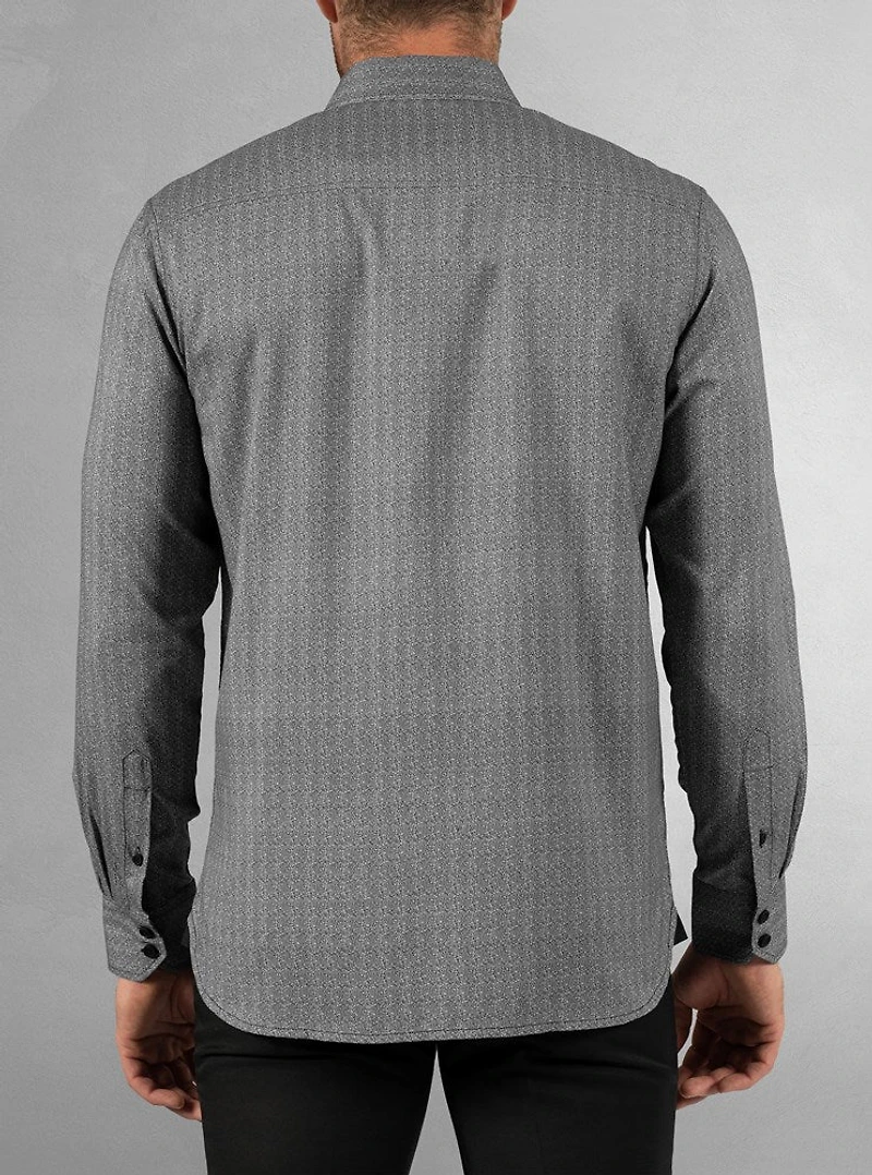 Chemise décontractée à manches longues en stretch pour hommes