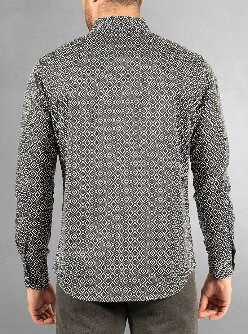 Chemise décontractée à manches longues en stretch pour hommes