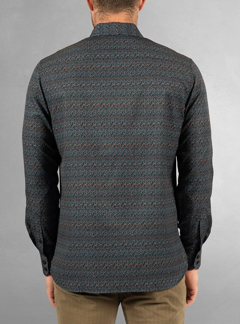 Chemise décontractée à manches longues en stretch pour hommes
