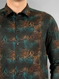 Chemise décontractée à manches longues en stretch pour hommes
