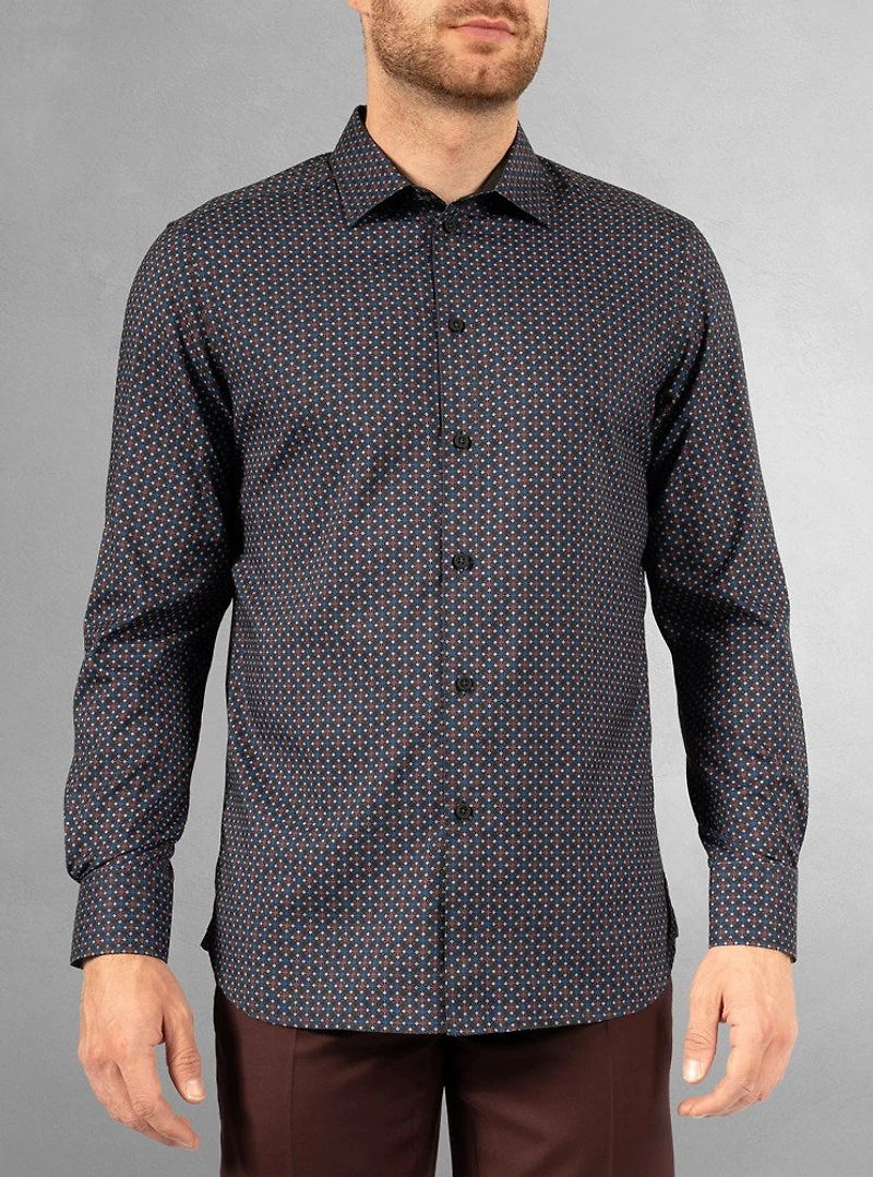 Chemise décontractée à manches longues en stretch pour hommes