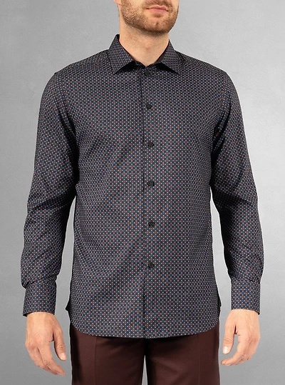 Chemise décontractée à manches longues en stretch pour hommes
