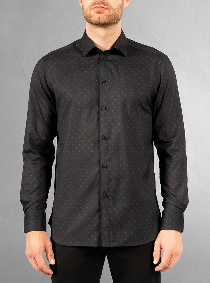 Chemise décontractée à manches longues en stretch pour hommes