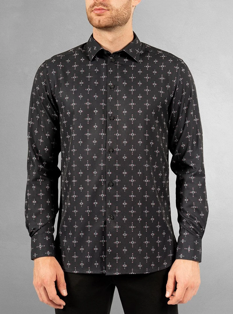 Chemise décontractée à manches longues en stretch pour hommes