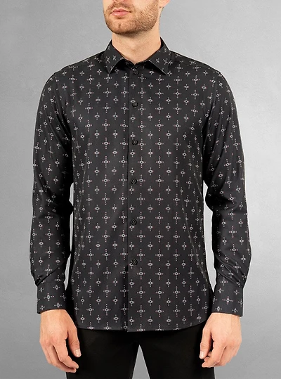 Chemise décontractée à manches longues en stretch pour hommes