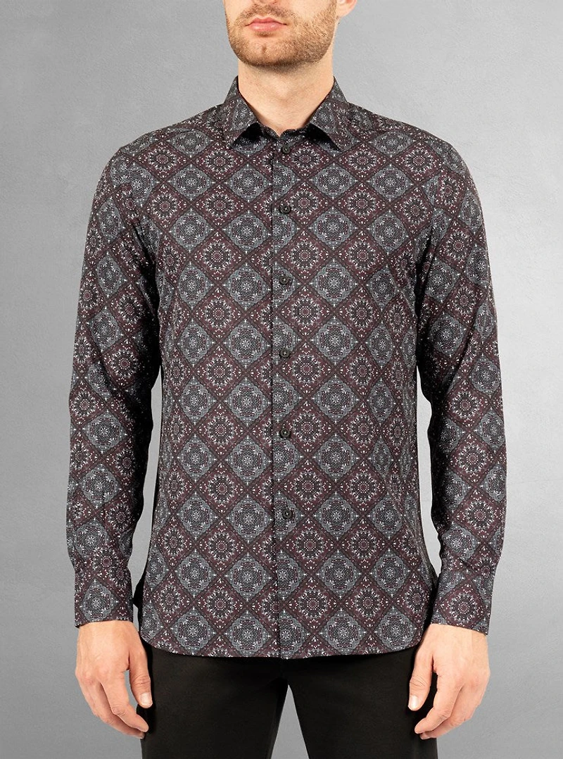 Chemise décontractée à manches longues en stretch pour hommes