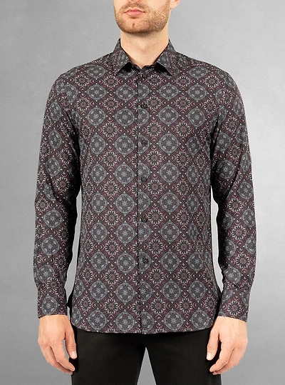 Chemise décontractée à manches longues en stretch pour hommes