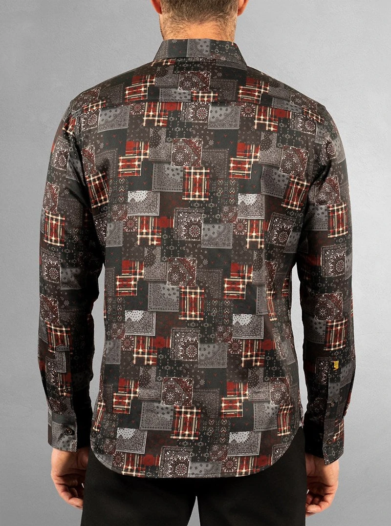 Chemise décontractée à manches longues en stretch pour hommes