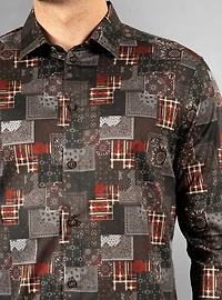 Chemise décontractée à manches longues en stretch pour hommes