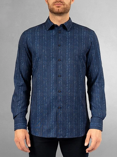 Chemise décontractée à manches longues en stretch pour hommes