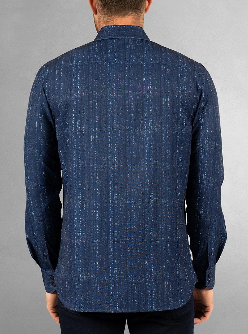 Chemise décontractée à manches longues en stretch pour hommes