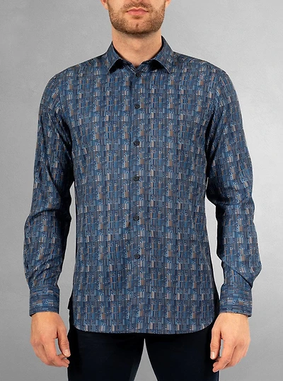 Chemise stretch décontractée à manches longues pour homme